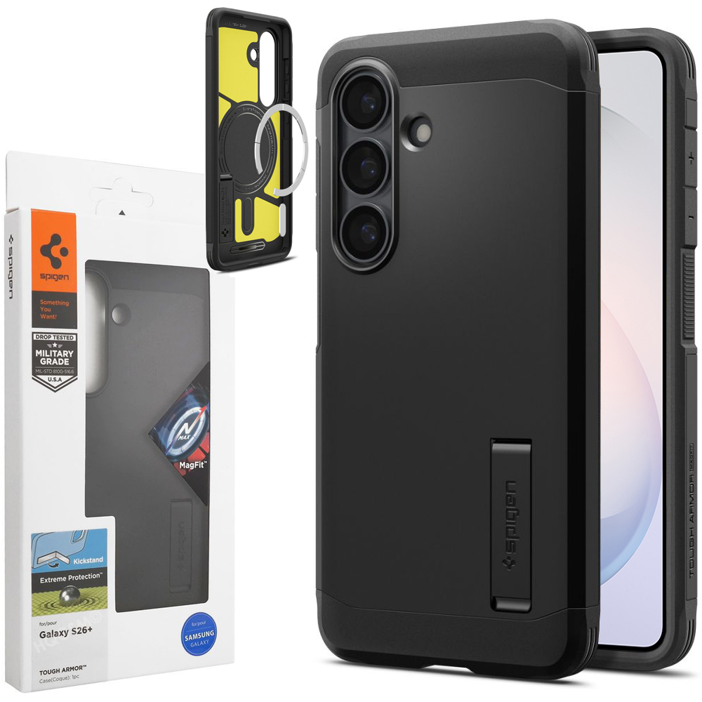 Pancerne Etui SPIGEN Tough Armor z MagSafe | Black do Samsung Galaxy S26+ Plus