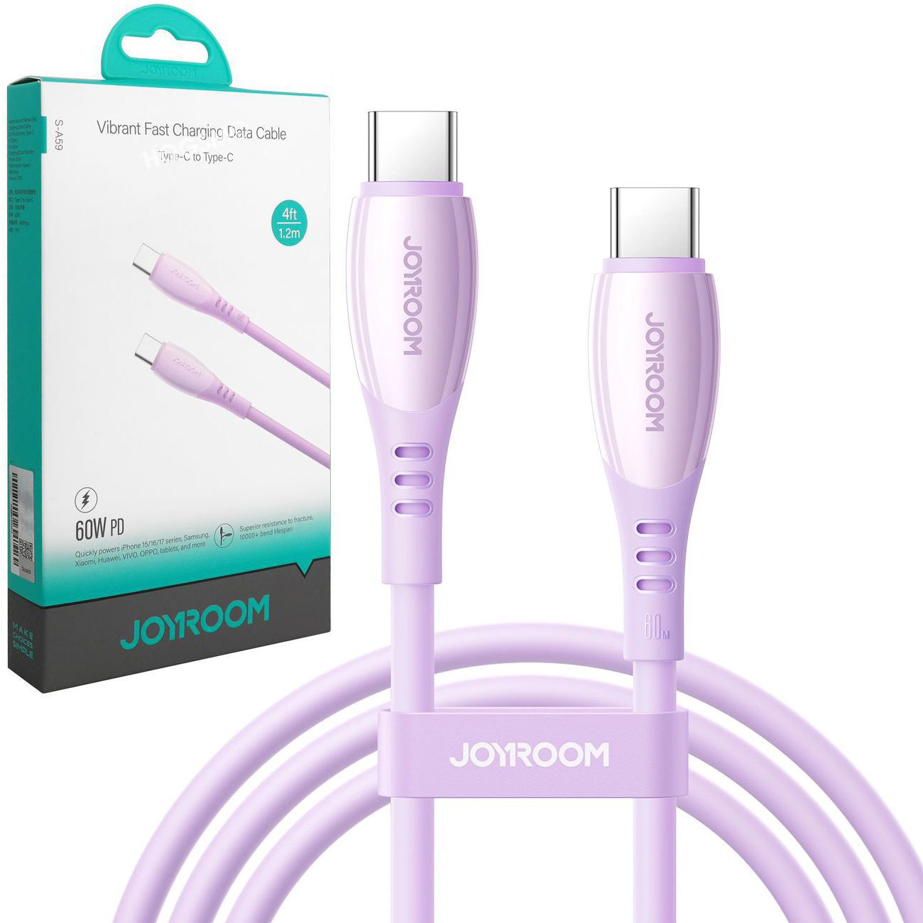 Joyroom | Szybki Kabel USB-C 60W PD QC3.0 | 1.2m | Fioletowy