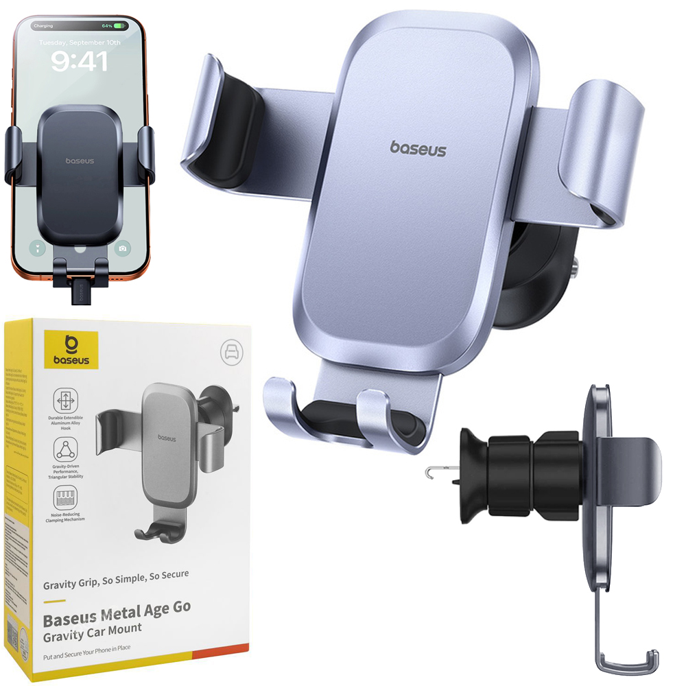 Baseus Metal Age | Grawitacyjny Uchwyt Samochodowy do Kratki Nawiewu | Space Gray