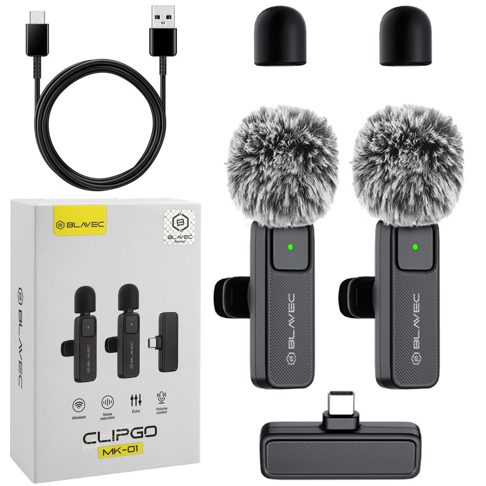 Blavec MK-01 | 2x Mikrofon Bezprzewodowy Krawatowy z Odbiornikiem USB-C