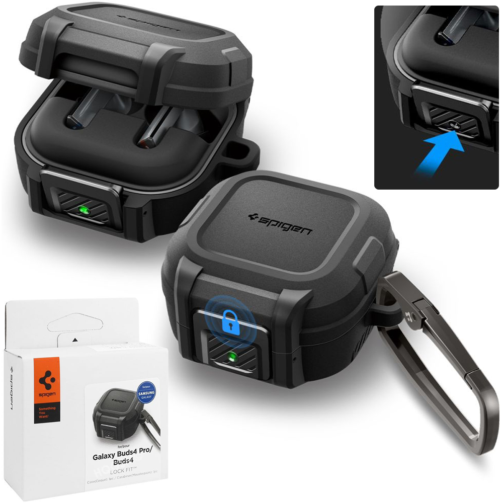 Etui SPIGEN Lock Fit | Matte Black do Samsung Galaxy Buds 4 / 4 Pro
