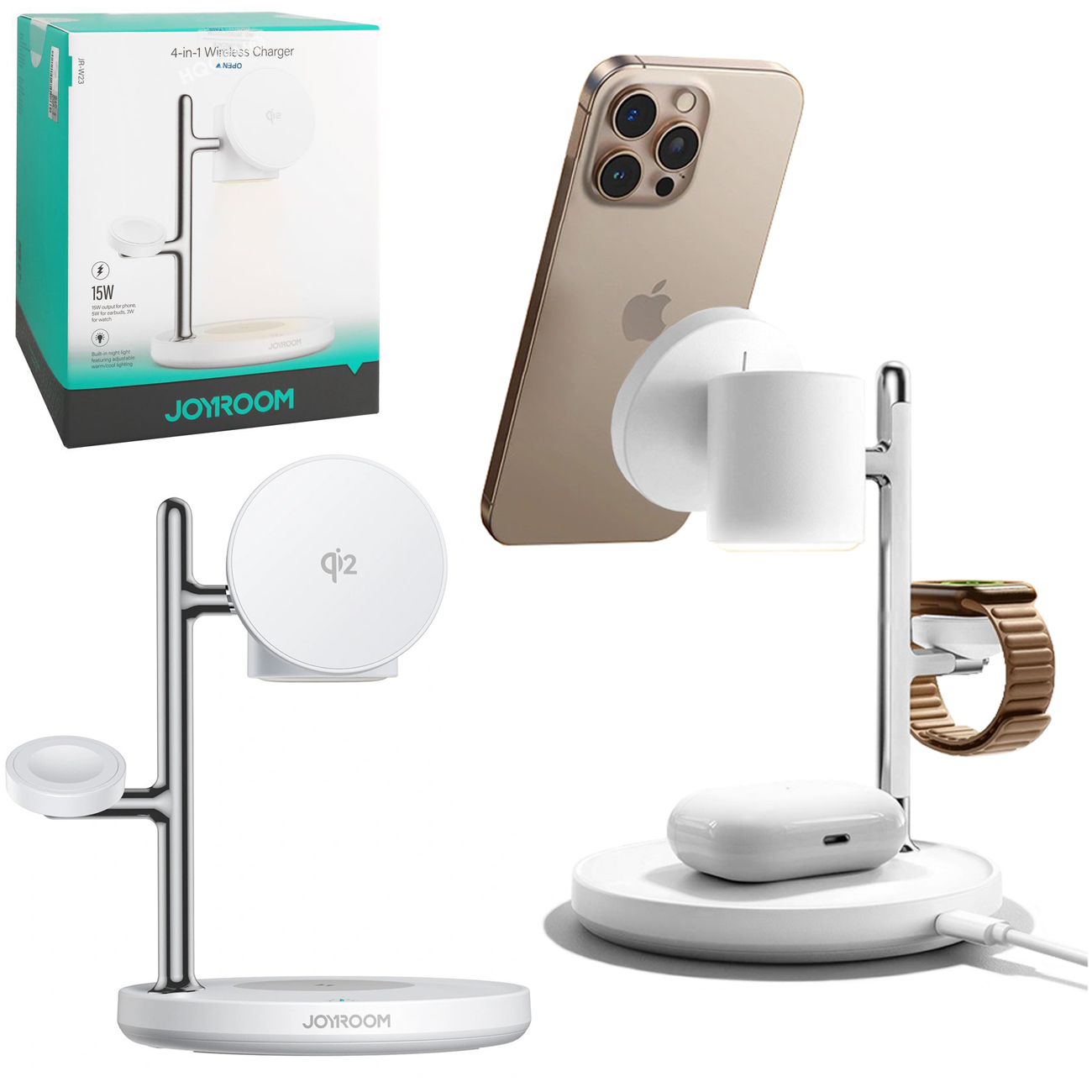 Joyroom | Magnetic Stand Qi2 | Bezprzewodowa Stacja Ładowarka Indukcyjna z Lampką Nocną