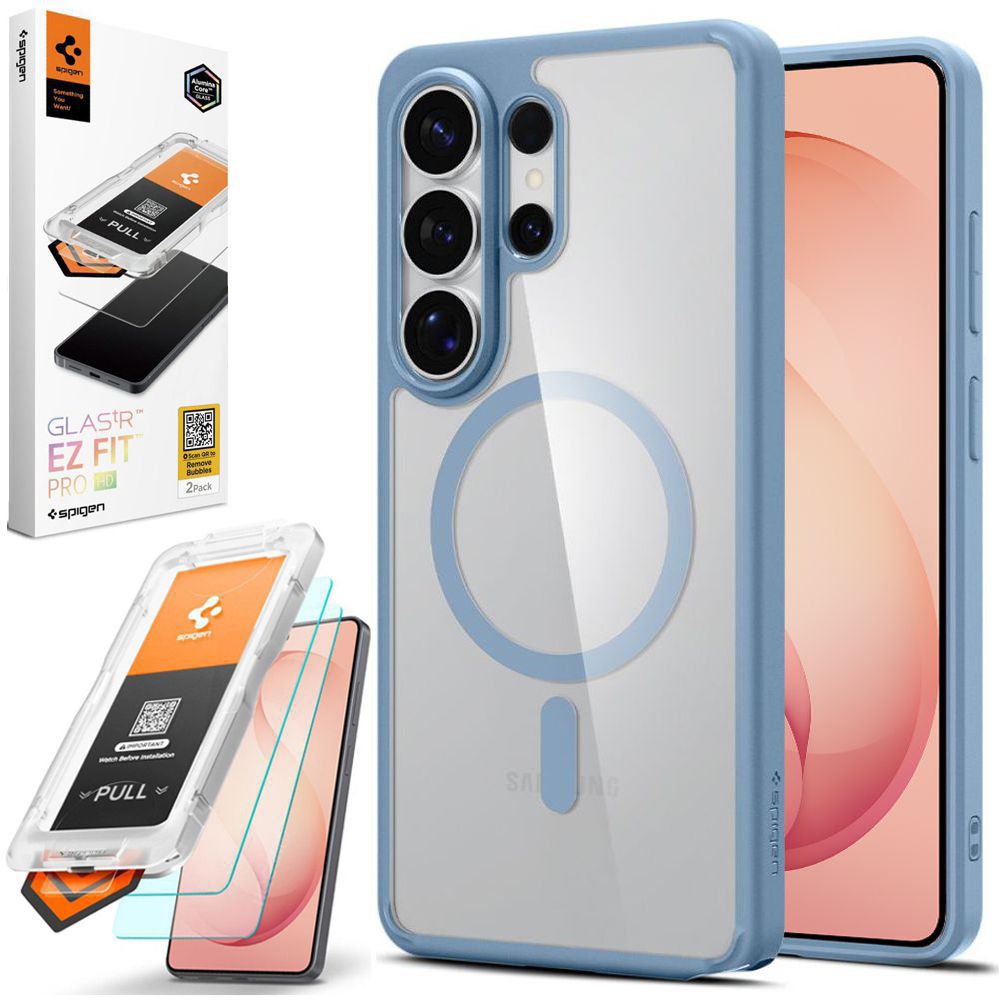Etui SPIGEN Ultra Hybrid MagSafe | Light Blue + 2x SZKŁO Spigen do Samsung Galaxy S26 Ultra