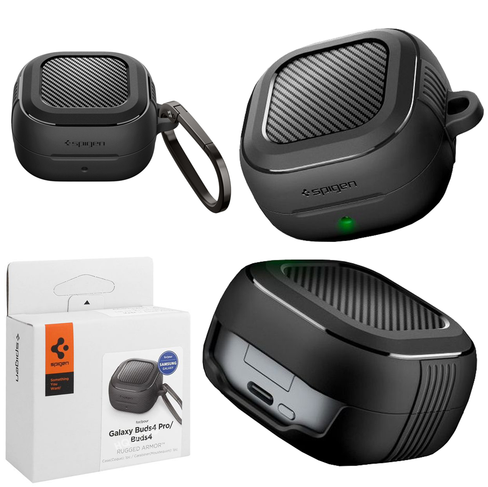 Etui SPIGEN Rugged Armor | Matte Black do Samsung Galaxy Buds 4 / 4 Pro
