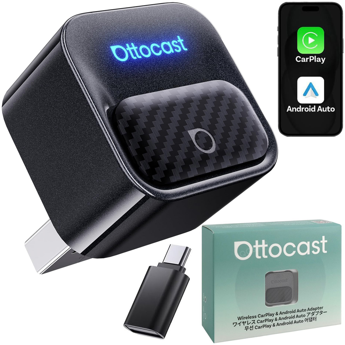 Ottocast Mini Core | Bezprzewodowy Adapter do Samochodu z Apple CarPlay i Android Auto