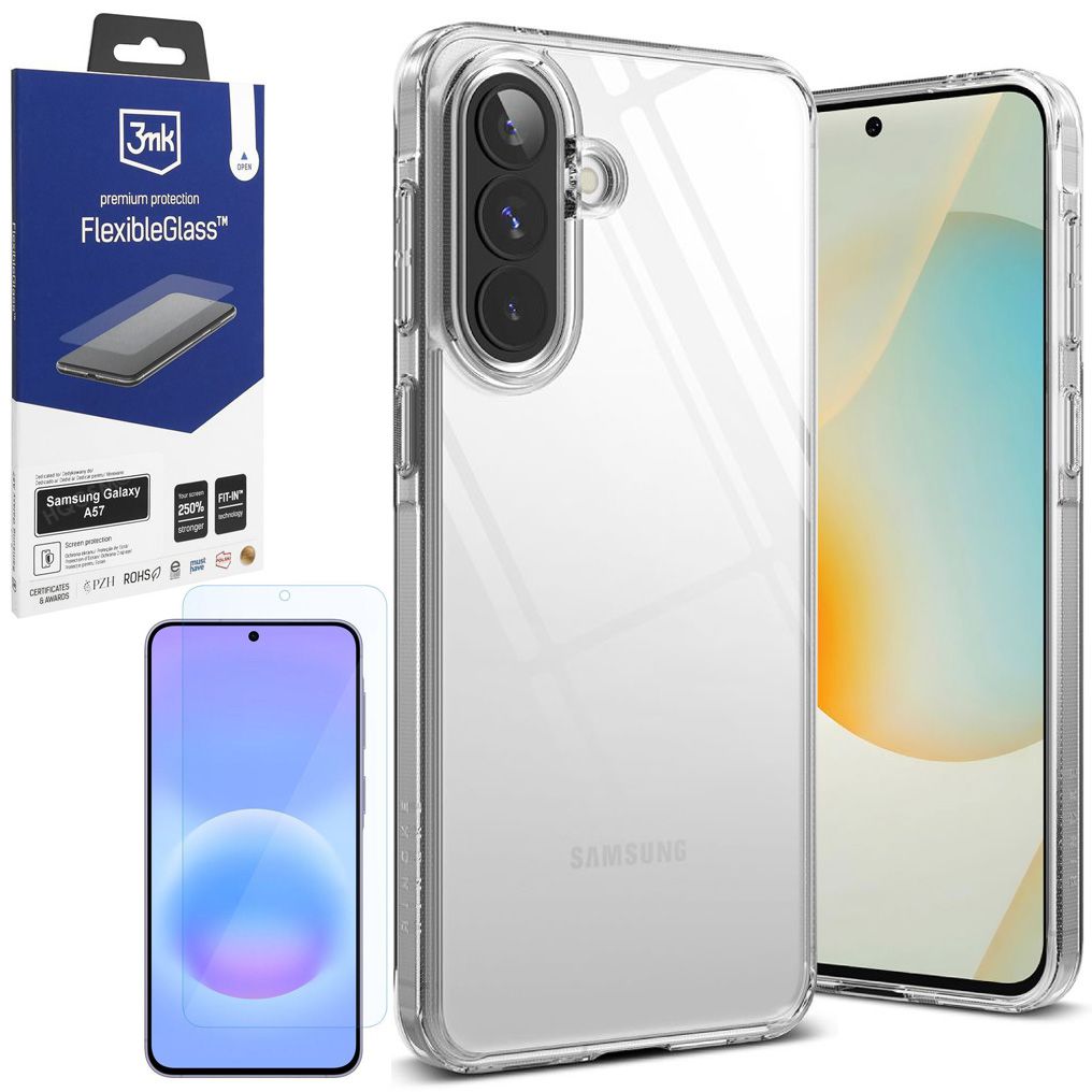 Etui RINGKE Fusion | Bezbarwne | Clear + SZKŁO 3mk Flexible Glass do Samsung Galaxy A57 5G