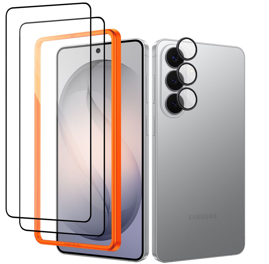 ZESTAW: 2x Szkło Hartowane 5D z aplikatorem + Osobne Szkła na Aparat do Samsung Galaxy S26