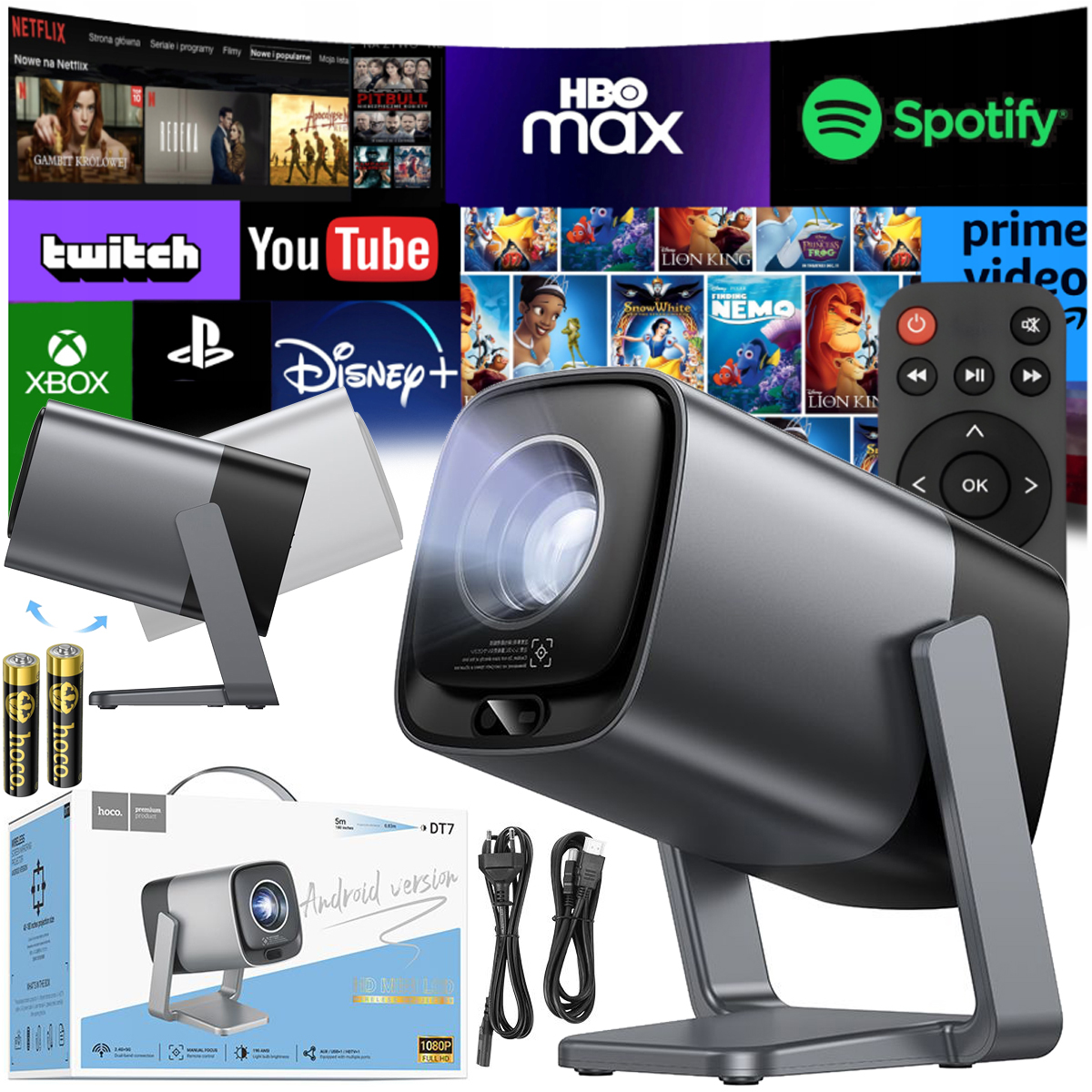 Hoco DT7 | Projektor Rzutnik | Obrotowy | Głośnik Android Wi-Fi Bluetooth LED LCD Full HD