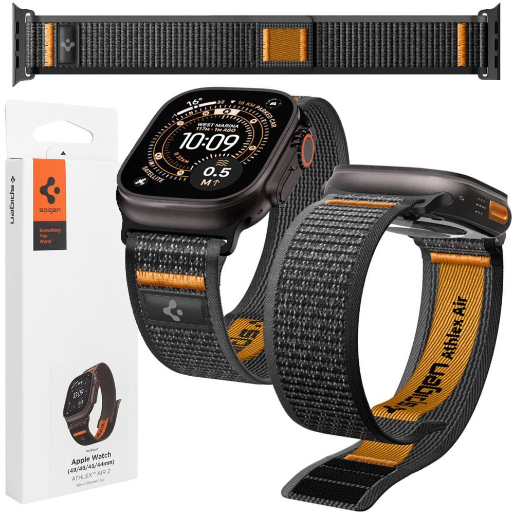 Pasek SPIGEN Athlex Air 2 | Active Black Orange do Apple Watch (49/46/45/44mm)