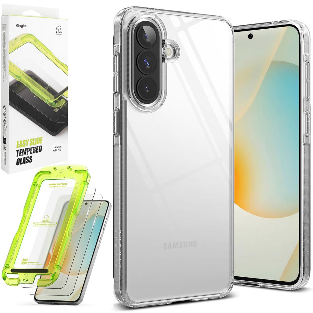 Etui RINGKE Fusion | Bezbarwne | Clear + 2x SZKŁO Ringke do Samsung Galaxy A57 5G