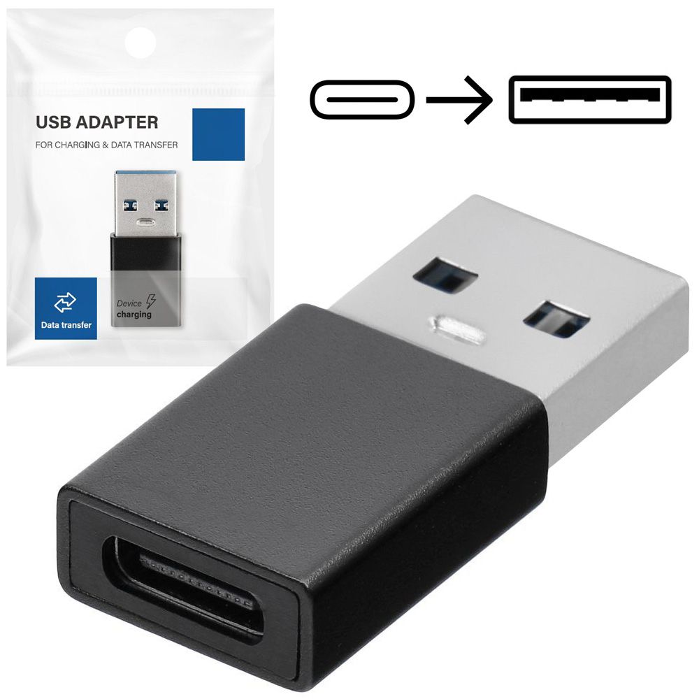 Adapter Przejściówka USB-C na USB-A 3.0 | Czarny