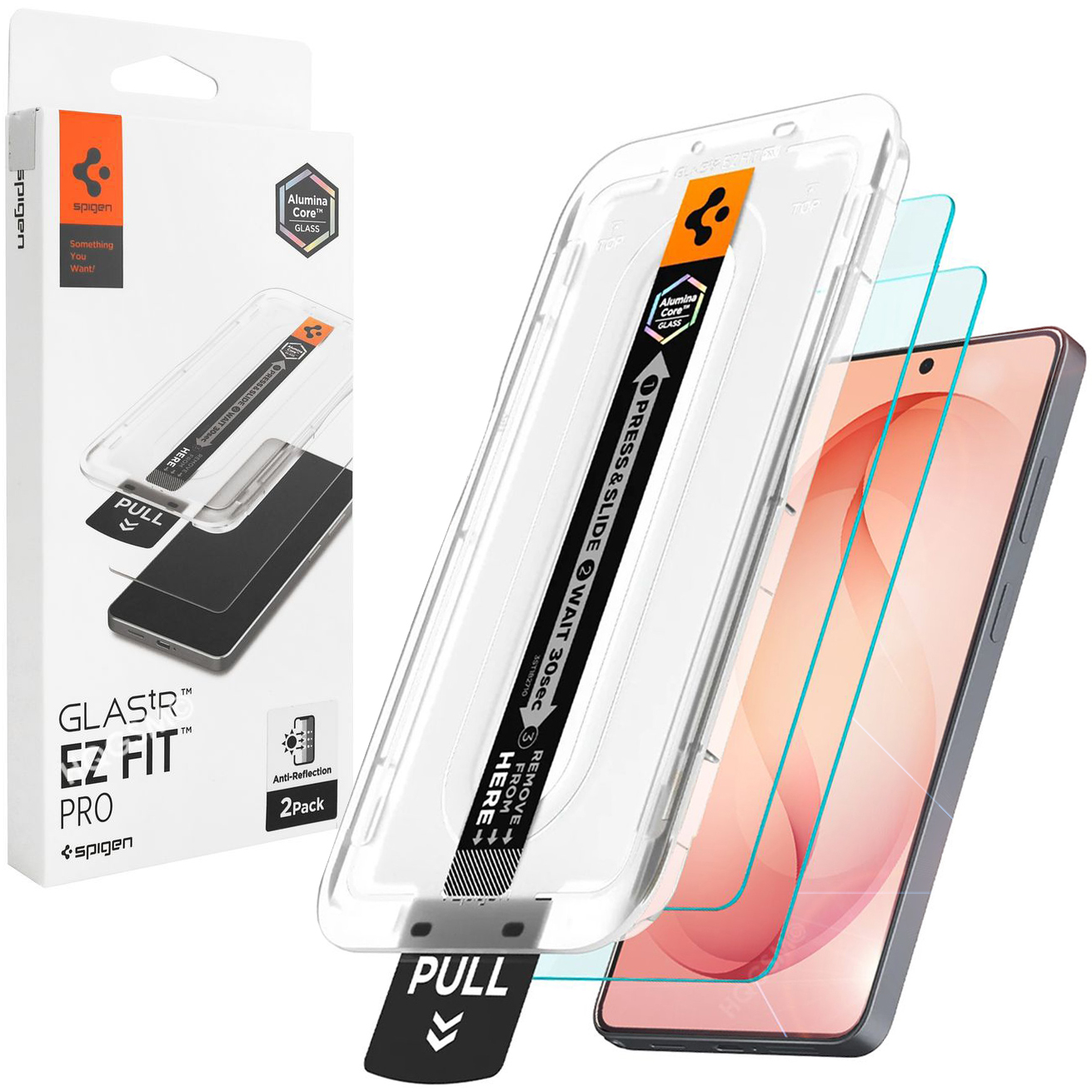 2x Szkło SPIGEN GLAS.tR EZ FIT Alumina Core ANTYREFLEKSYJNE + aplikator do Samsung Galaxy S26