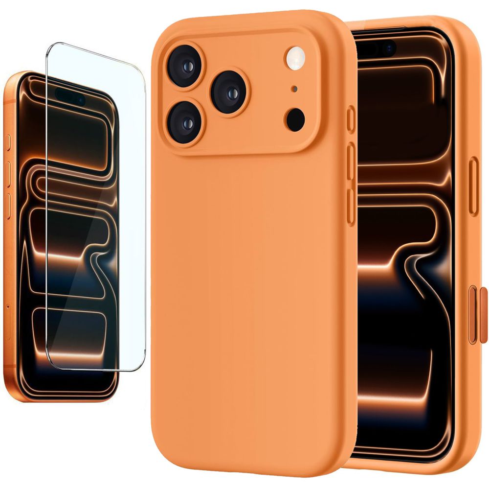 Etui Silicone MagSafe Case | Orange + SZKŁO do Apple iPhone 17 Pro