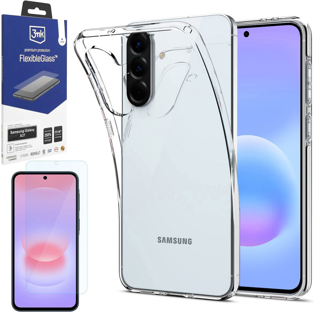 Etui 3mk Clear Case | Bezbarwne + SZKŁO 3mk Flexible Glass do Samsung Galaxy A37 5G