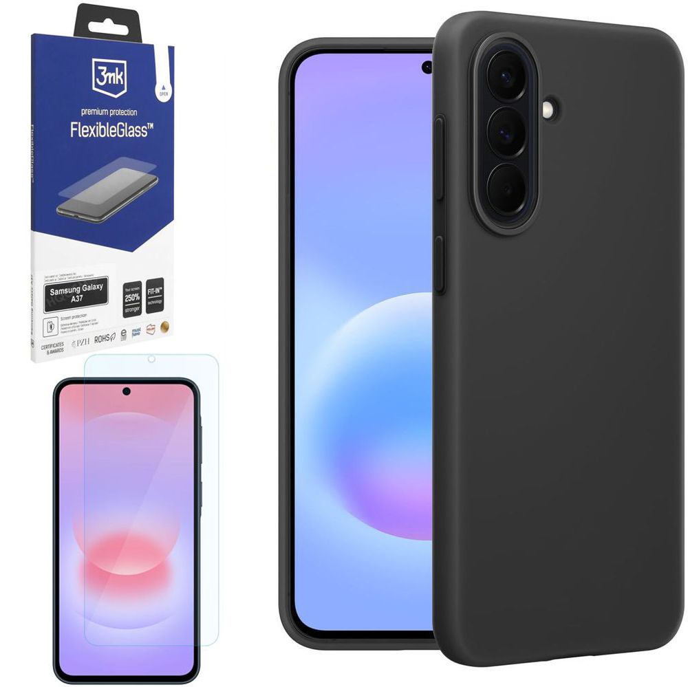 Cienkie Etui 3mk Matt Case Pro | Black + SZKŁO 3mk Flexible Glass do Samsung Galaxy A37 5G