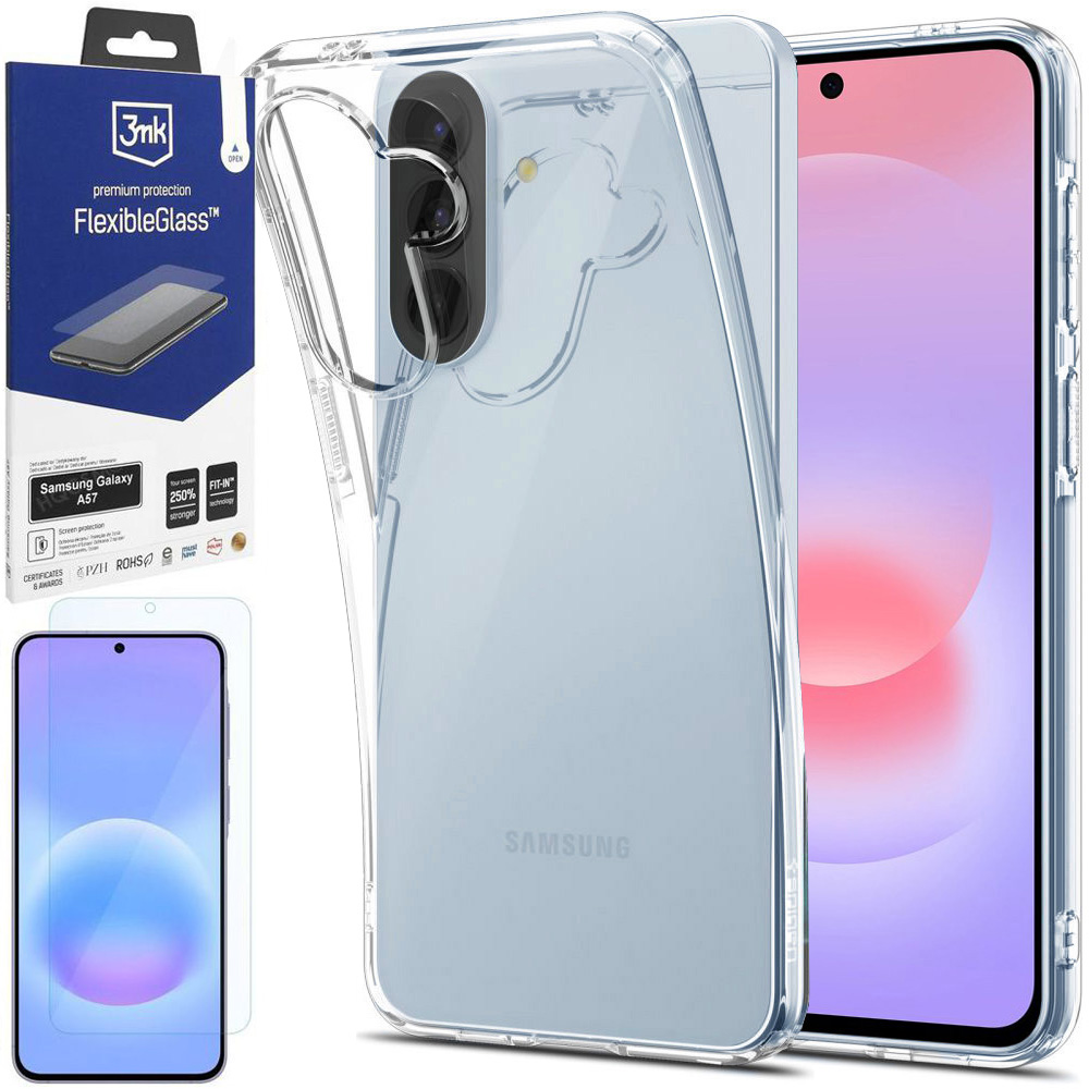 Etui SPIGEN Liquid Crystal | Crystal Clear + SZKŁO 3mk Flexible Glass do Samsung Galaxy A57 5G