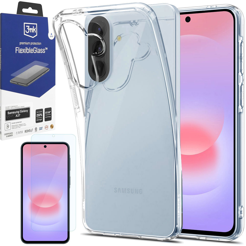 Etui SPIGEN Liquid Crystal | Crystal Clear + SZKŁO 3mk Flexible Glass do Samsung Galaxy A37 5G