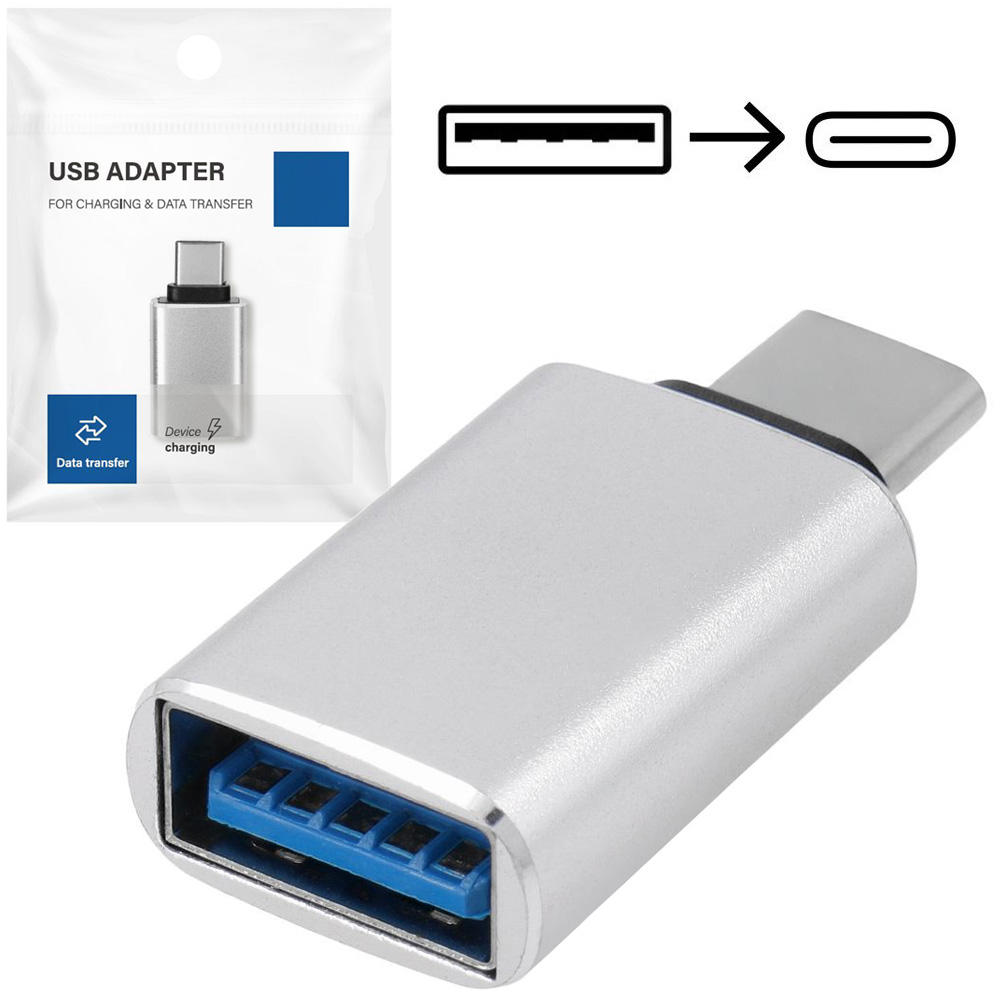 Adapter Przejściówka USB-A 3.0 na USB-C | Srebrny