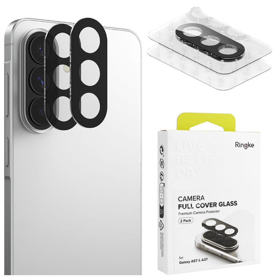 2x Ringke Camera Full Cover Glass | Pełne Szkło na Aparat | Black do Samsung Galaxy A37 / A57 5G