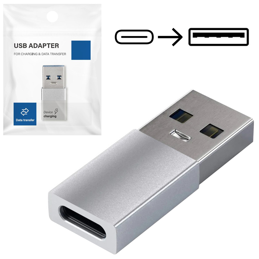 Adapter Przejściówka USB-C na USB-A 3.0 | Srebrny