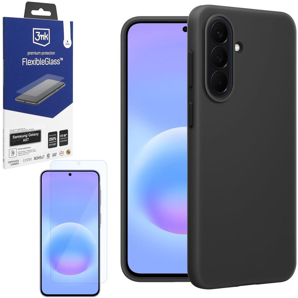 Cienkie Etui 3mk Matt Case Pro | Black + SZKŁO 3mk Flexible Glass do Samsung Galaxy A57 5G