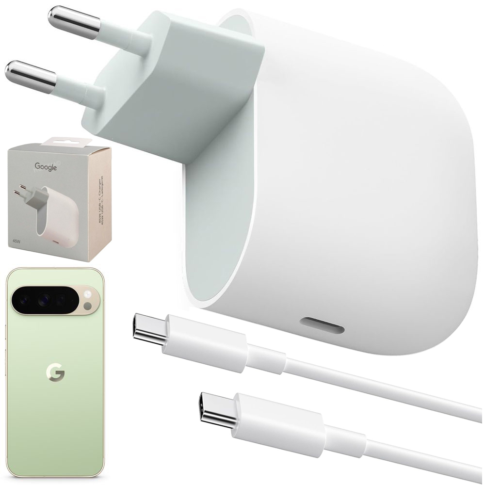 Google | Oryginalna Ładowarka Sieciowa USB-C 45W | Biała + Kabel