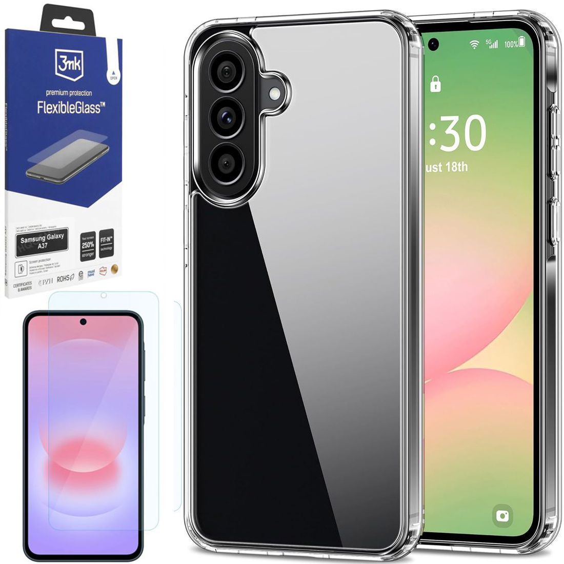 Pancerne Etui 3mk Armor Case | Clear + SZKŁO 3mk Flexible Glass do Samsung Galaxy A37 5G