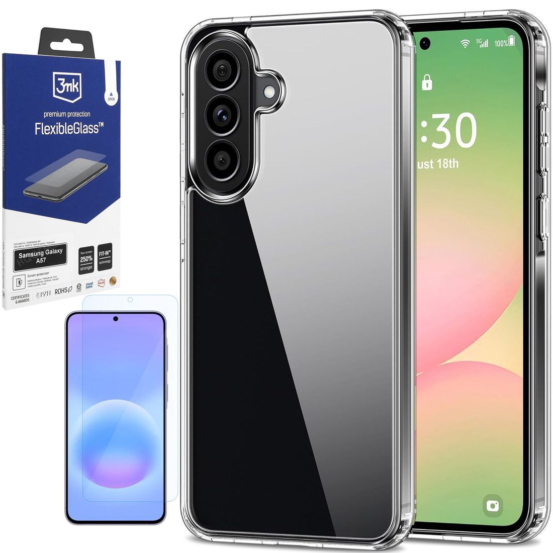 Pancerne Etui 3mk Armor Case | Clear + SZKŁO 3mk Flexible Glass do Samsung Galaxy A57 5G