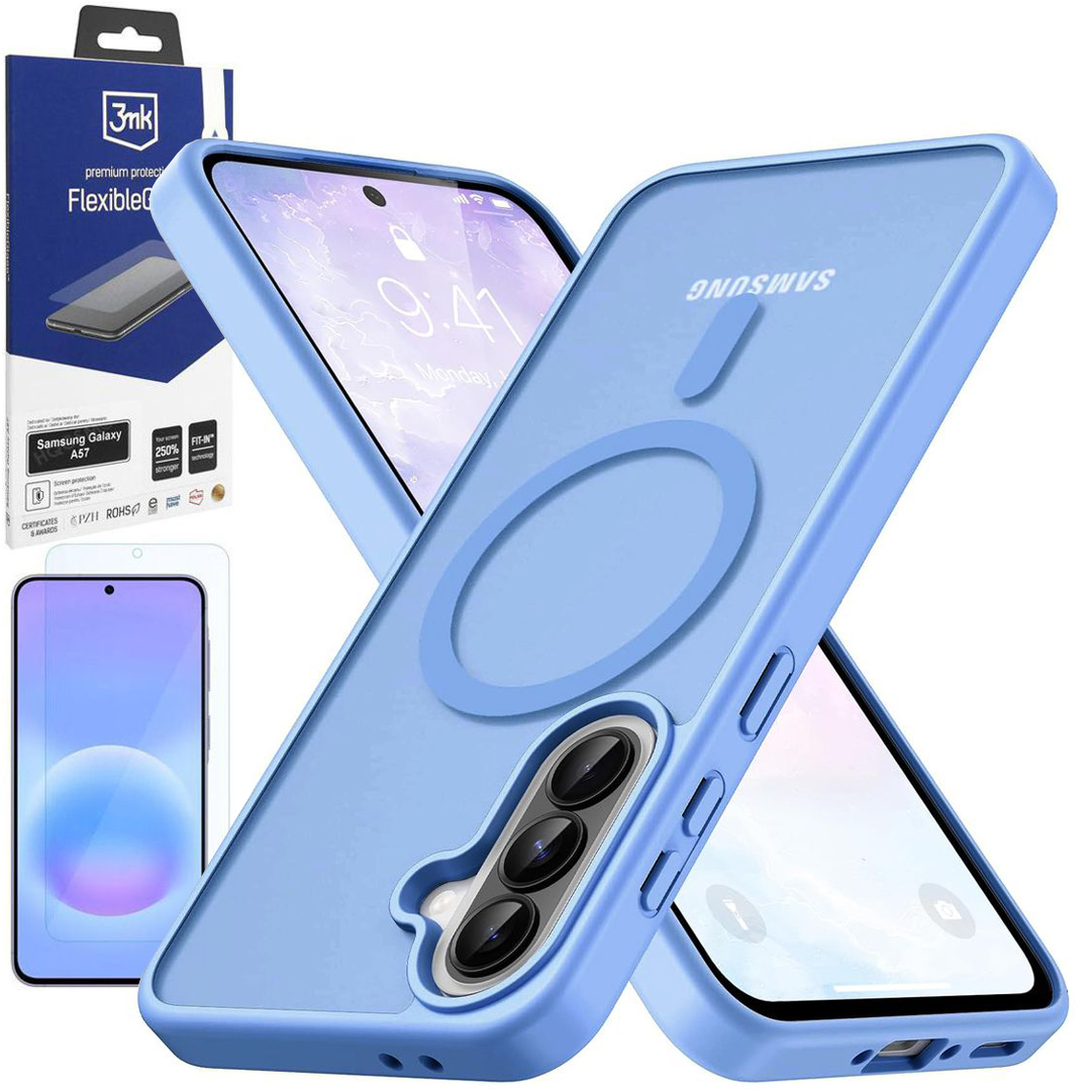 Etui Hybrydowe Magnetic Case | Matte Blue + SZKŁO 3mk Flexible Glass do Samsung Galaxy A57 5G