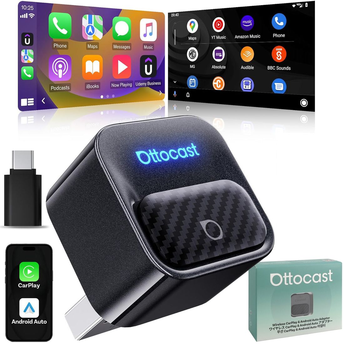 Ottocast Mini Core | Bezprzewodowy Adapter do Samochodu z Apple CarPlay i Android Auto