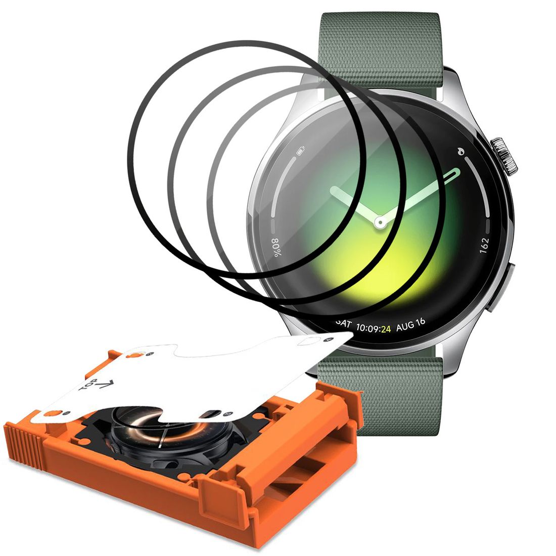 3x Szkło Hybrydowe | FULL COVER | Black z aplikatorem do Xiaomi Watch 5