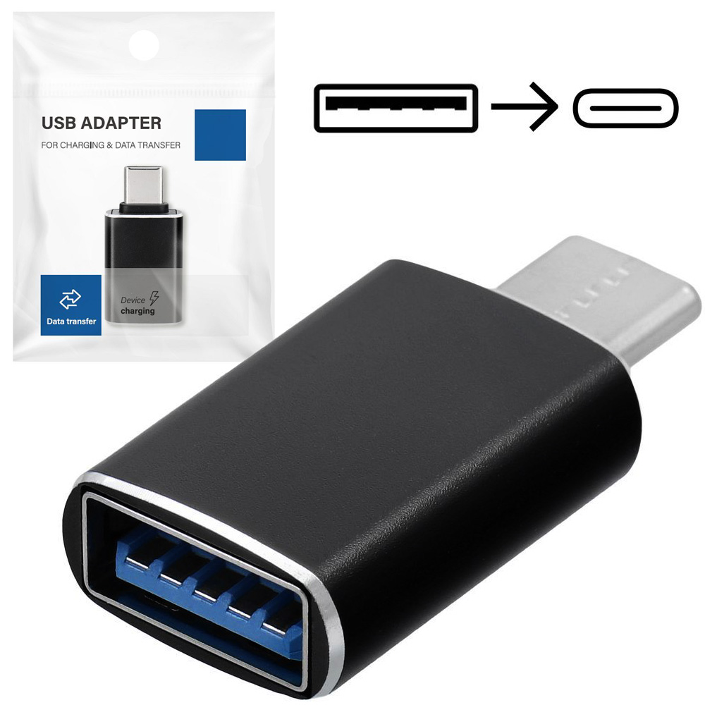 Adapter Przejściówka USB-A 3.0 na USB-C | Czarny