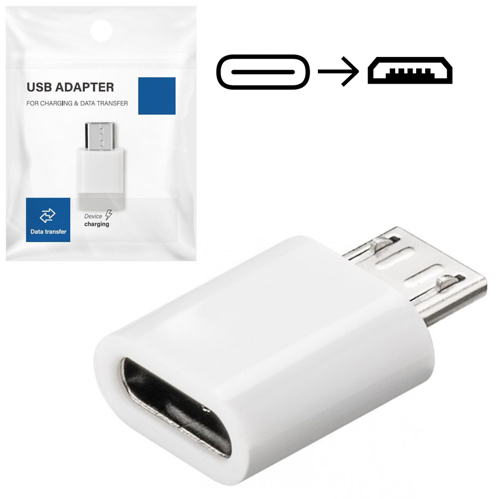 Adapter Przejściówka USB-C na micro USB | Biały