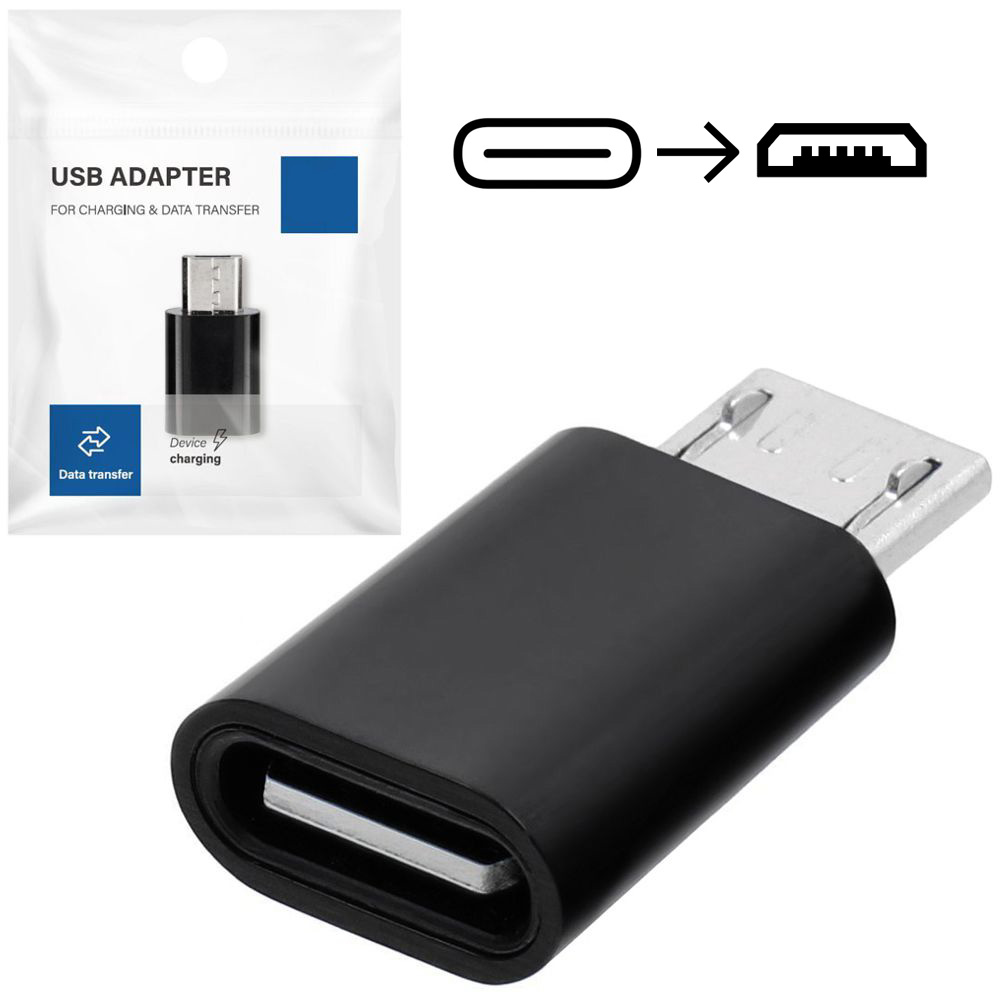 Adapter Przejściówka USB-C na micro USB | Czarny