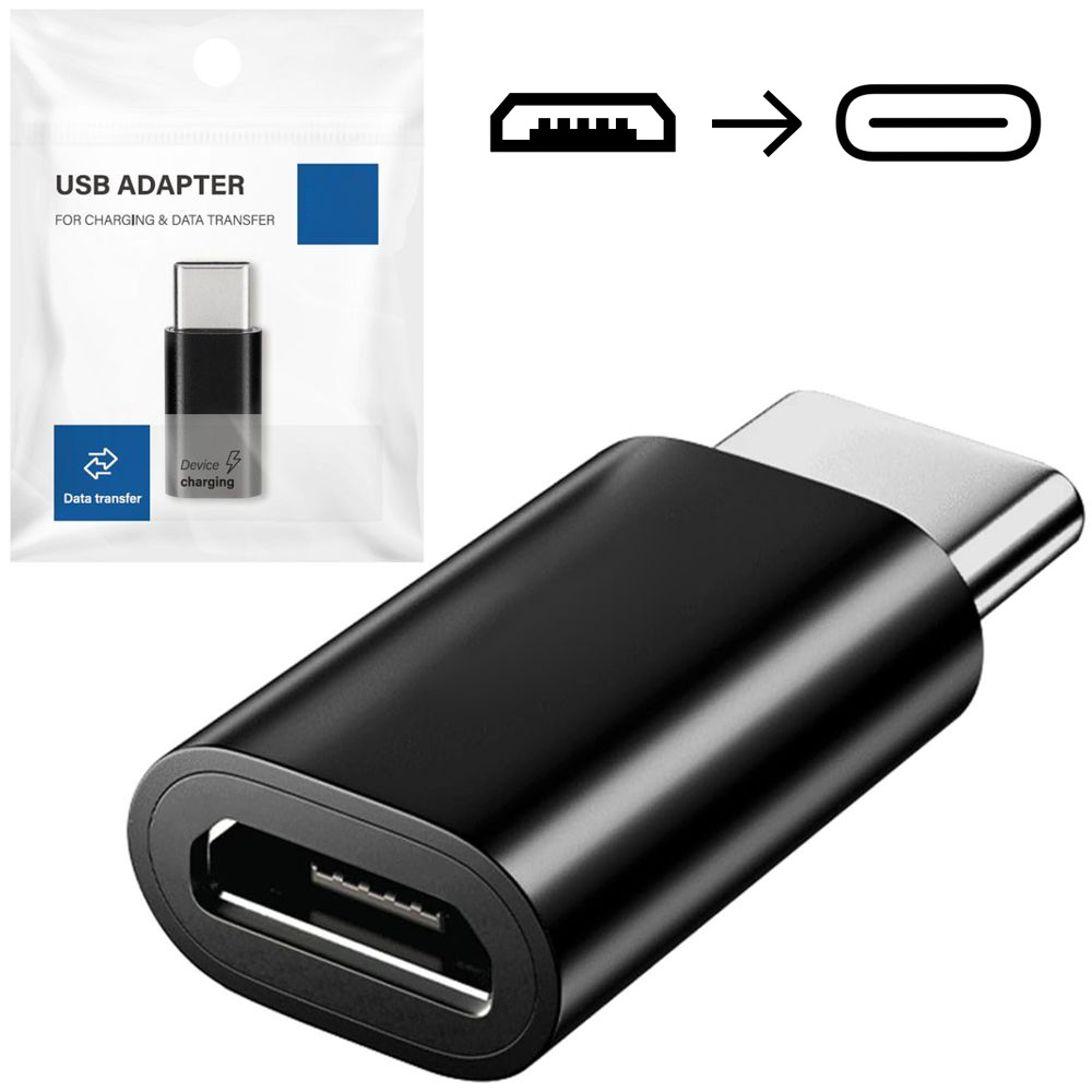 Adapter Przejściówka micro USB na USB-C | Czarny