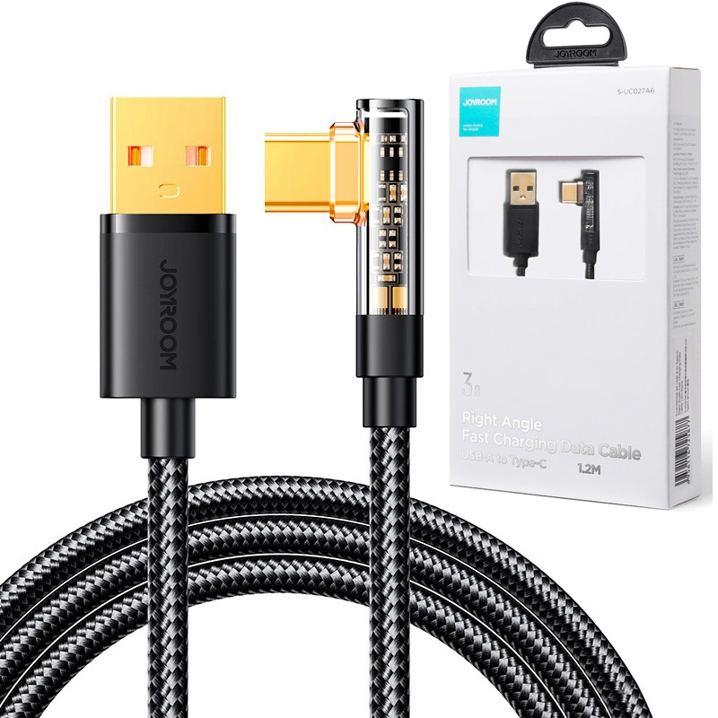 Joyroom | Kątowy Kabel USB-A na USB-C | 3A z Oplotem | 1.2m