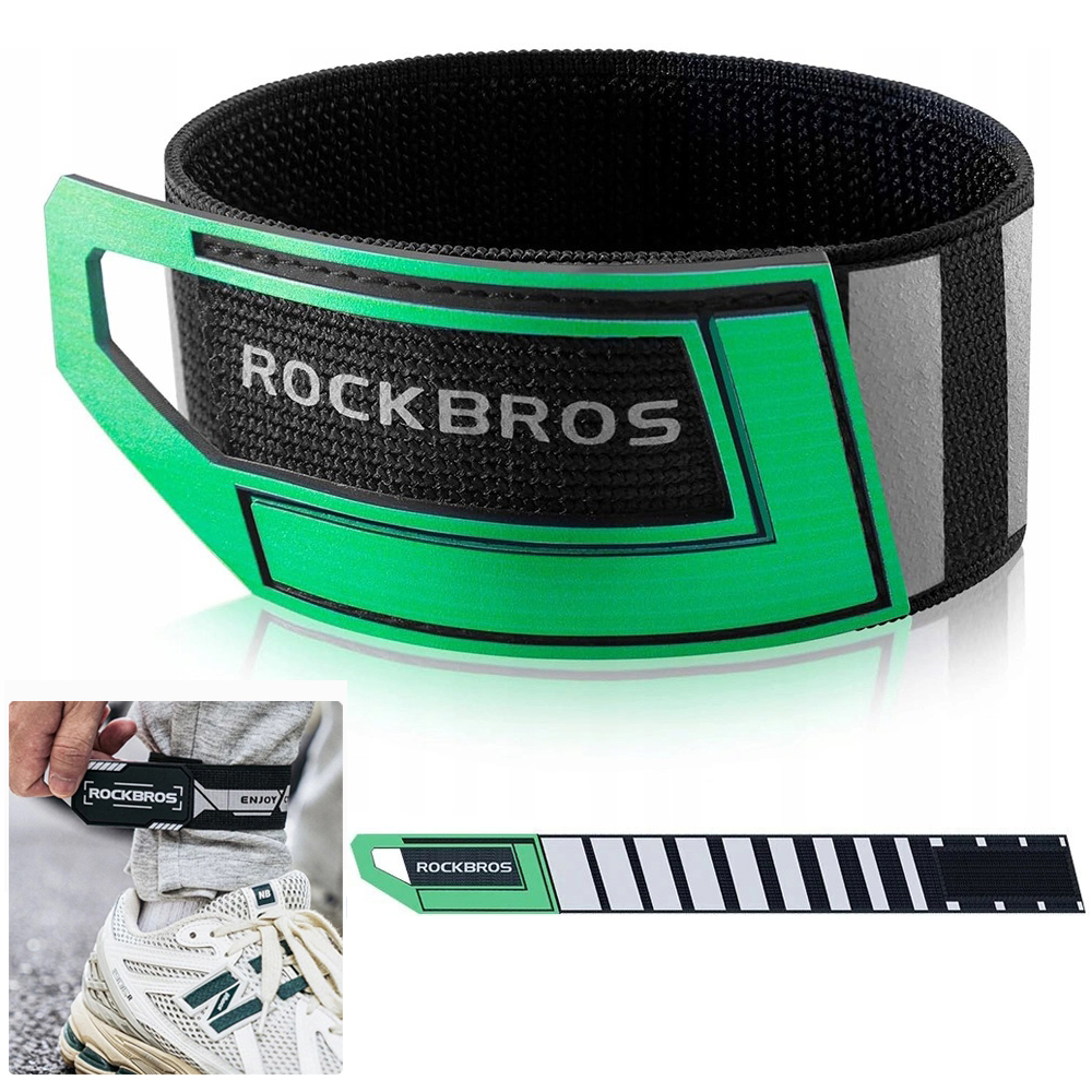 Rockbros | Opaska Odblaskowa na Nogę Ramię | Rowerowa do Biegania | Zielona