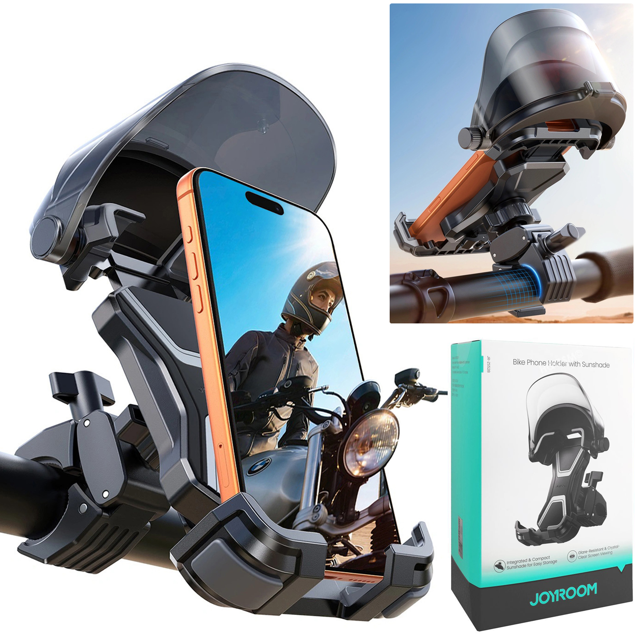 Joyroom Helmet | Bezpieczny Uchwyt Rowerowy na Telefon | z Osłoną Przeciwsłoneczną