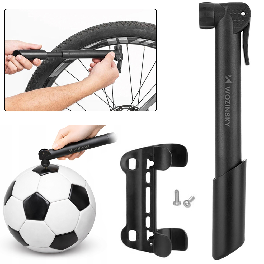 Wozinsky | Mini Pompka Rowerowa z Uchwytem | Presta Schrader 5.5bar 80PSI
