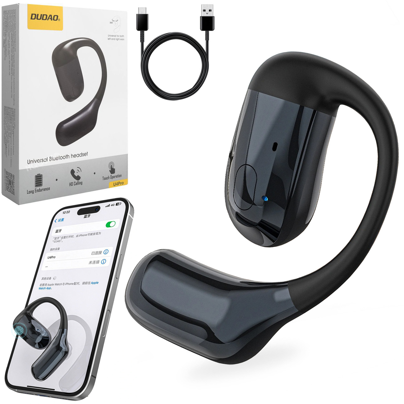 Dudao U4Pro | Bezprzewodowa Słuchawka Bluetooth 5.3 | Zauszna OWS