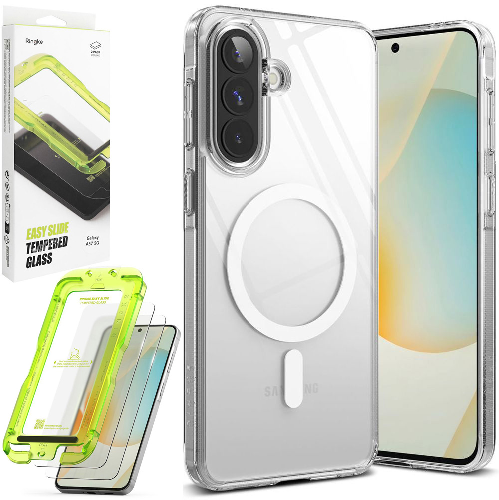 Etui RINGKE Fusion Magnetic | Clear + 2x SZKŁO Ringke do Samsung Galaxy A57 5G