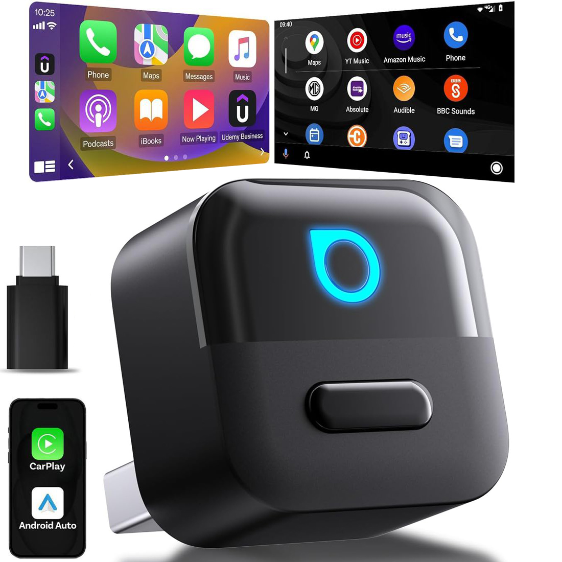 Ottocast Mini Pico | Bezprzewodowy Adapter do Samochodu z Apple CarPlay i Android Auto