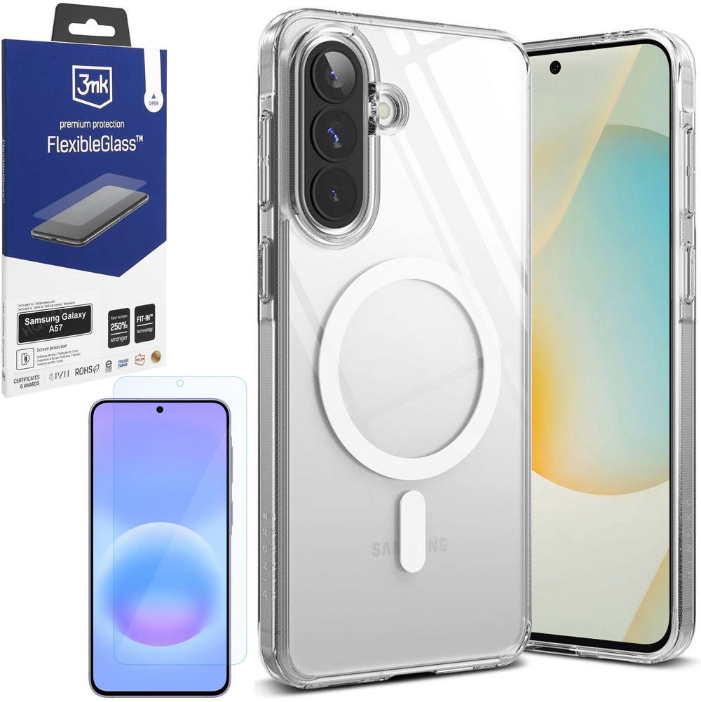 Etui RINGKE Fusion Magnetic | Clear + SZKŁO 3mk Flexible Glass do Samsung Galaxy A57 5G