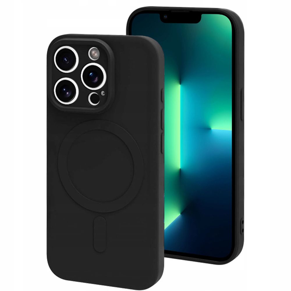 Etui Matt Silicone Magnetic Case | Czarne do Apple iPhone 13 Pro Max