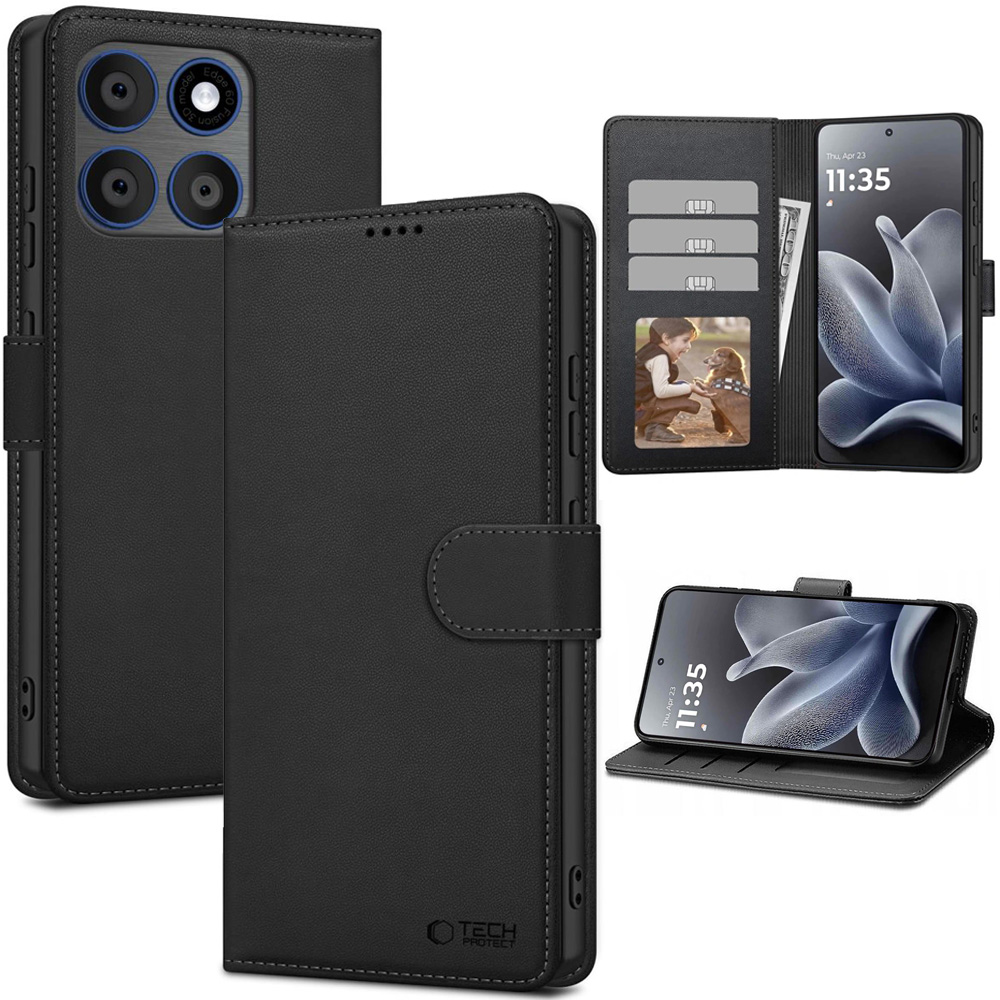 Etui z Klapką Wallet Case | Czarne do Motorola Edge 70