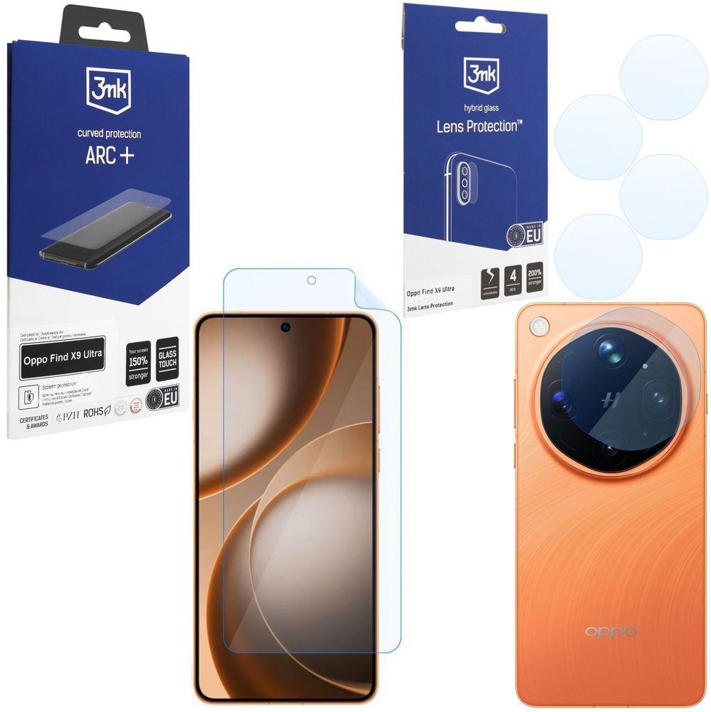 FOLIA 3mk Curved Protection ARC+ + 4x Szkło na APARAT do OPPO Find X9 Ultra
