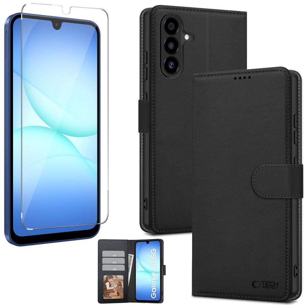 Etui z Klapką Wallet Case | Czarne + SZKŁO do Samsung Galaxy A17 LTE/5G