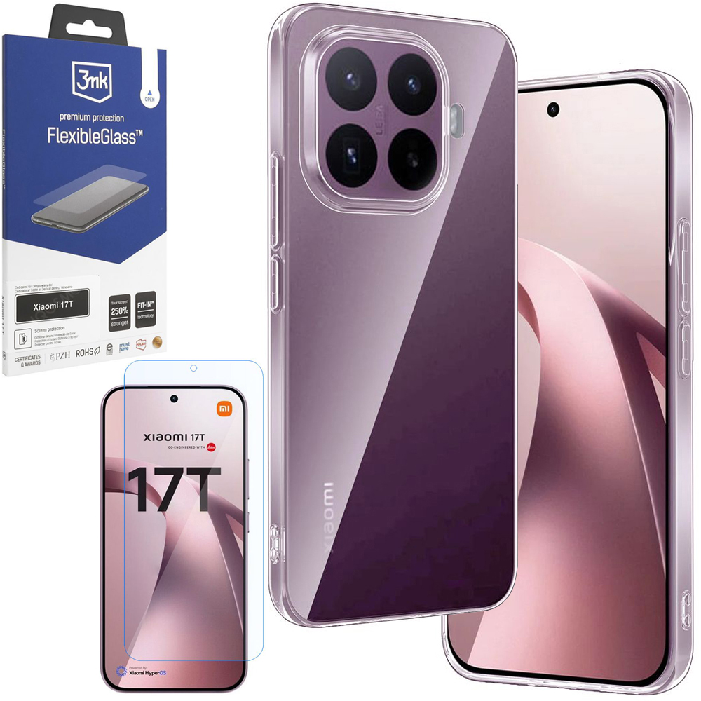 Etui 3mk Clear Case | Bezbarwne + SZKŁO 3mk Flexible Glass do Xiaomi 17T