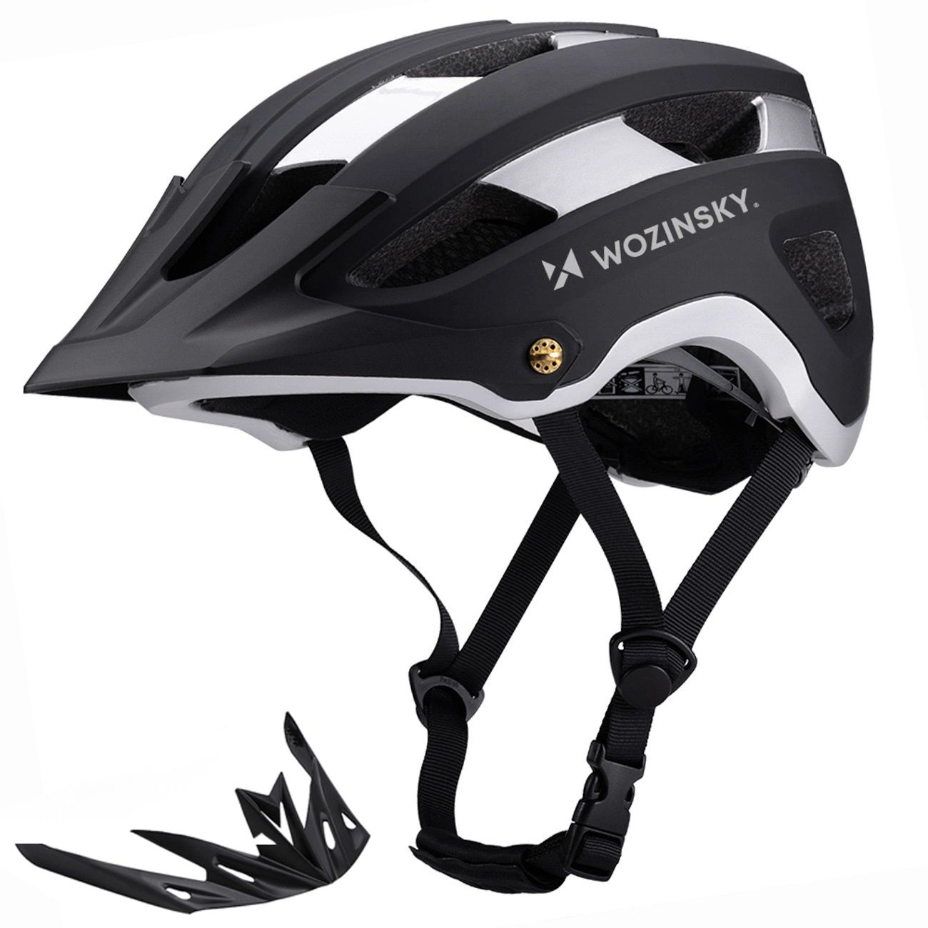 Kask Rowerowy z Odpinanym Daszkiem | XL 57-62cm | Czarny