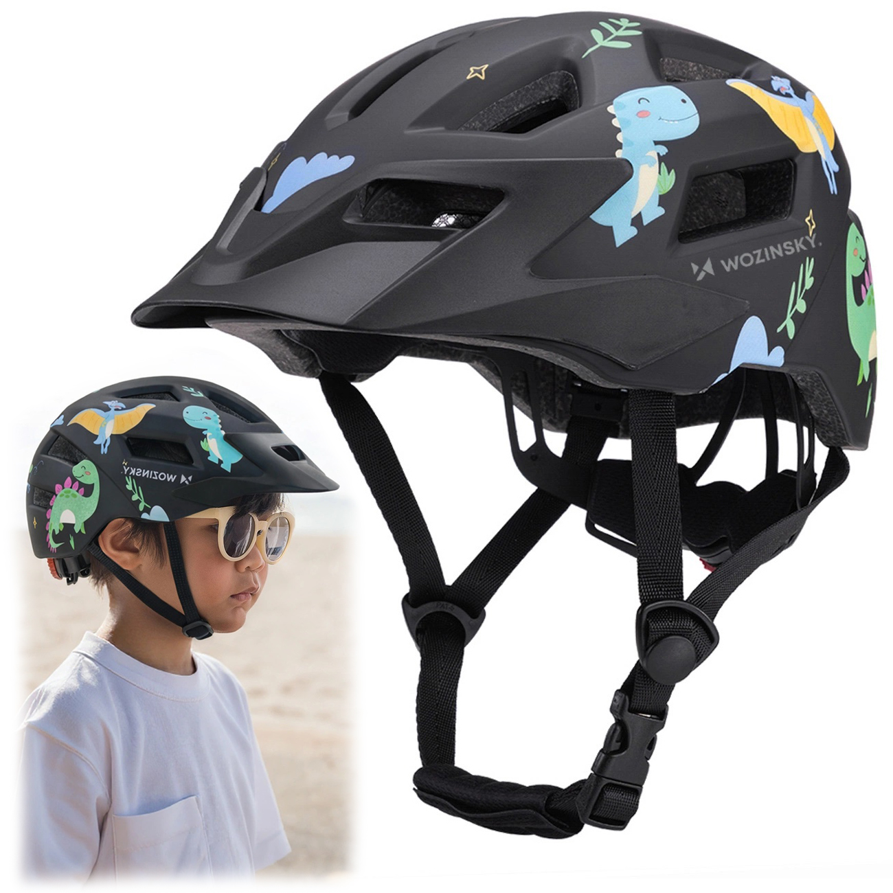 Kask Rowerowy z Odpinanym Daszkiem | dla Dzieci | S 48-52cm | Czarny